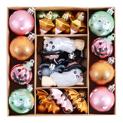 Halloween Ghost Tree Ornaments Set - Shatterproof Hanging Decorations, 40 Pieces