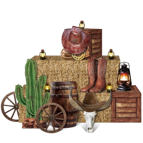 Western Cowboy Party Decorations Set - 16 Pieces, Cowgirl Birthday Supplies - Classic Variation