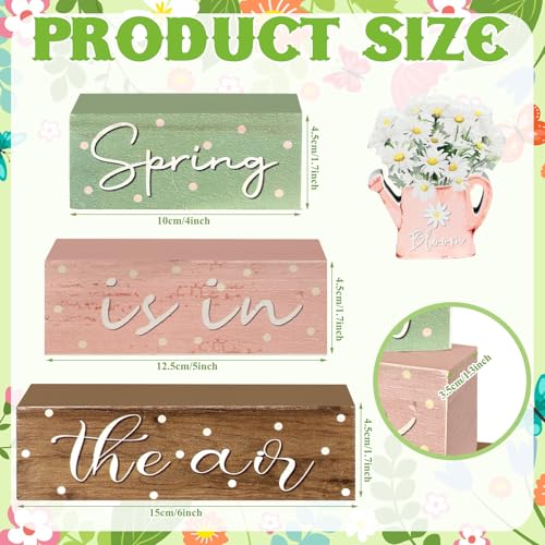 Daisy Farmhouse Spring Tiered Tray Decorations - 4 Wooden Sign Blocks - Daisy Variation
