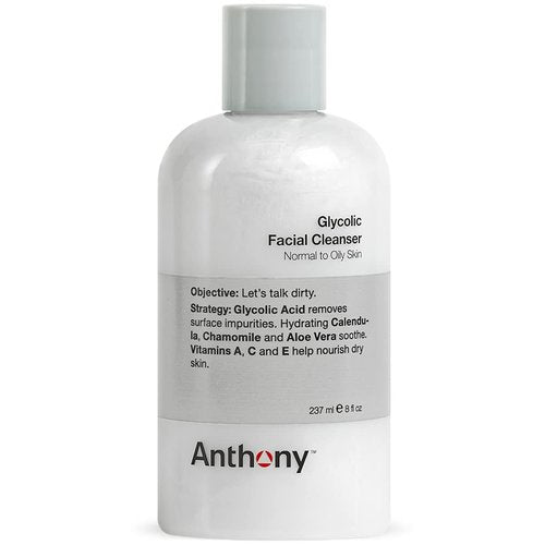 Anthony Glycolic Facial Cleanser - Daily Exfoliating & Hydrating Face Wash for Men | 8 Fl Oz