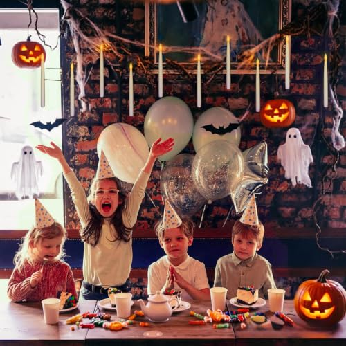 White Floating Candles with Wand - 10.8 Inch LED Set for Halloween & Party Decor - Leejec 10Pcs