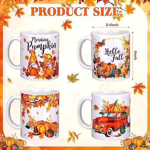Fall Pumpkin Coffee Mug Set of 4 - Gnomes & Autumn Themed Drinkware