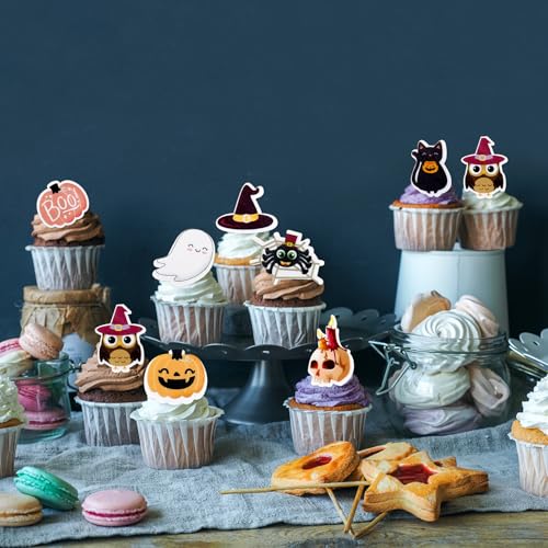 Edible Pink Halloween Cupcake Toppers - Baby Shower & Party Decor - 40Pcs - Halloween-3