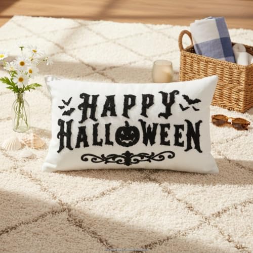 Halloween Pillow Covers 12x20 Inch Gothic White Decor for Sofa Bed Home