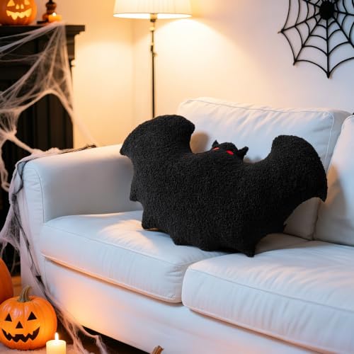 Bat Pillow Set of 2 - 23.6" & 19.6" Halloween Plush Decorative Pillows - Variation L+M