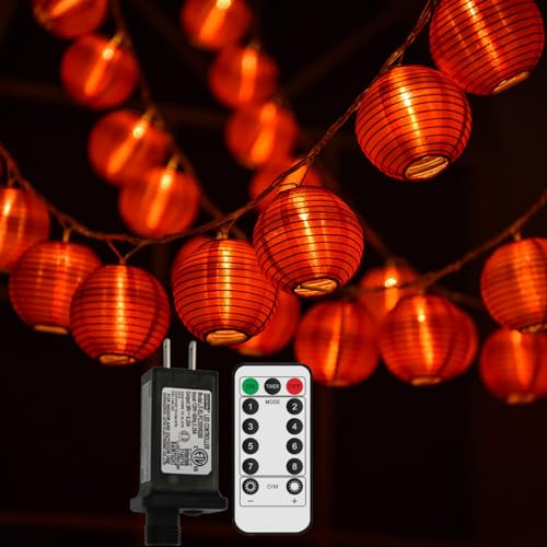 Red Lantern String Lights 33ft 100 LEDs with Remote Control - Festive Decor - Variation of THIS listing