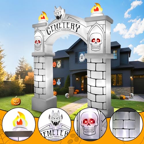 Kalolary 10FT Cemetery Halloween Inflatable Archway - Spooky Haunted Yard Decor