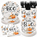 Halloween Baby Shower Tableware Set - 24 Plates Cups Napkins Cutlery