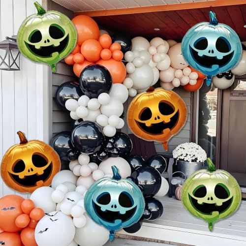 Spooky Doll Halloween Party Decorations - Scary Pumpkin Balloons Set
