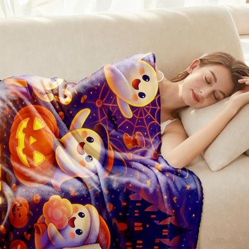 Halloween Throw Blanket 60x50 Inches - Soft Flannel Pumpkin Ghost Decor - Cozy Autumn Home Accessory - Variation of THIS listing