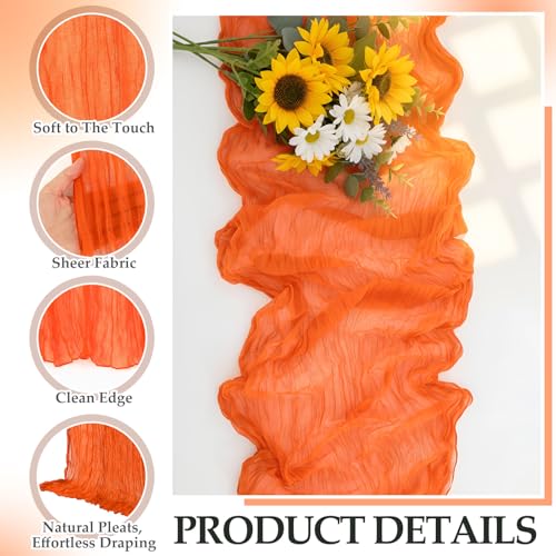 Hot Pink and Orange Cheesecloth Table Runners - 118 Inch, Set of 6, Bright Colors