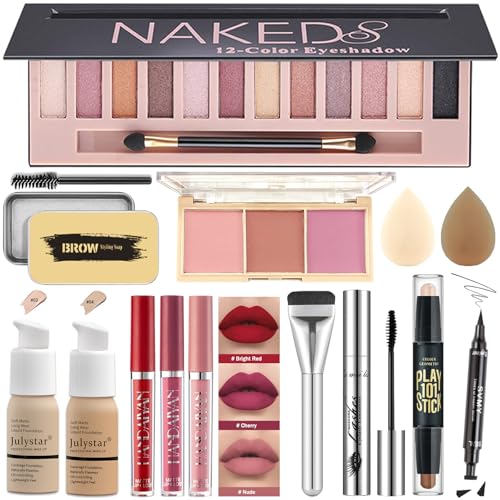 All in One Makeup Kit for Women & Teens - 12 Shimmer Colors - Professional & Beginner Sets