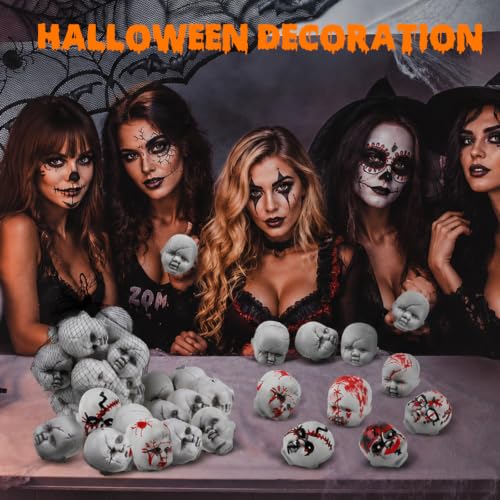 Halloween Baby Doll Heads 48 Pcs Bloody Scary Plastic Props - Classic Variation