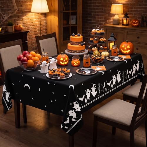 Halloween Plastic Tablecloths 3-Pack - Spooky Party Decor for Indoor & Outdoor Events