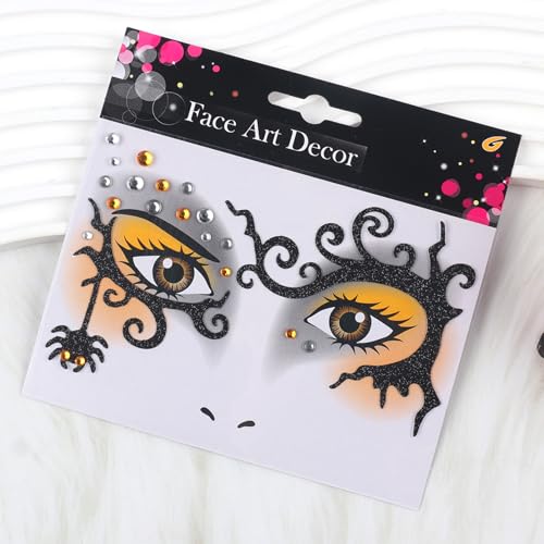 Halloween Face Tattoo Ghost Tree Face Stickers with Rhinestones - Variation D