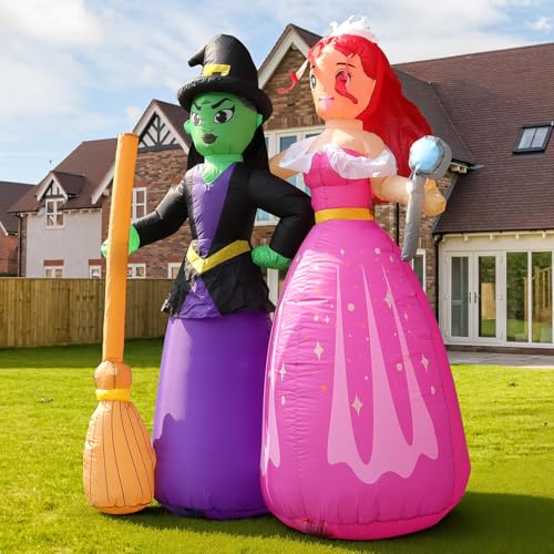 6FT Inflatable Witch Sisters Halloween Yard Decorations with Built-in LEDs, Outdoor & Indoor Spooky Decor