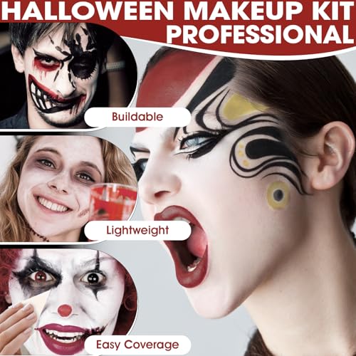 Halloween Face Body Paint Kit Set 04 - 6 Colors, Sponges & Brushes