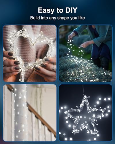 MiniTom Fairy Lights Battery Operated 5ft 60LED String Lights - Pure White, 4 Pack