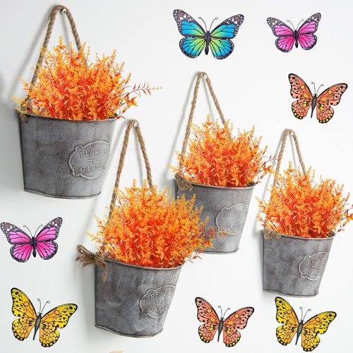 Artificial Fall Lavender Flowers Set - 20 Bundles Outdoor Faux Plants, UV Resistant, Gold Yellow
