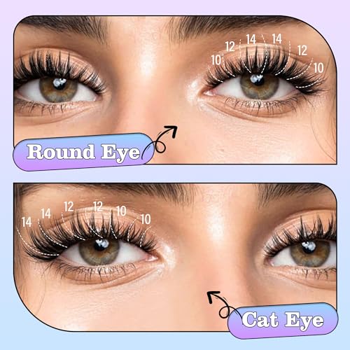 Yt41 10-14mm Spiky Lash Clusters - Volume D Curl for Anime & Halloween