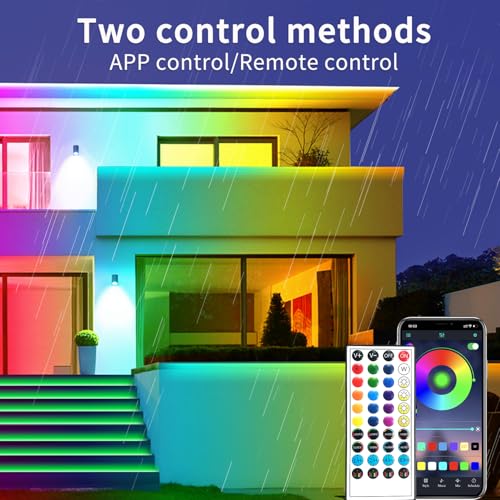 Outdoor Waterproof LED Strip Lights 400ft with App & Remote Control, Music Sync IP68 for Patio, Garden, Halloween