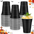 Black Plastic Cups 16 oz Disposable Party Cups Set of 50 - Heavy Duty