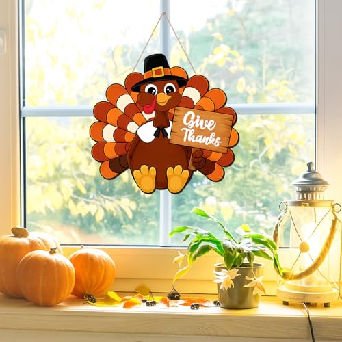 Thanksgiving Turkey Door Wreath Sign - Fall Harvest Front Door Decor