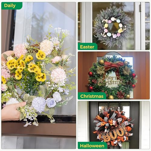 Clear Wreath Hangers for Front Door - 6 Pack Large Suction Hooks