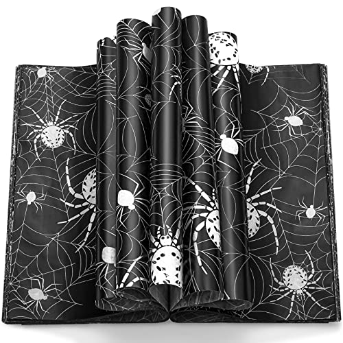 Halloween Spider Wax Paper for Food - Web Pattern, 8.6x9.8 Inches, 100 Sheets - Food Safe, Oil & Waterproof, Spider Variation