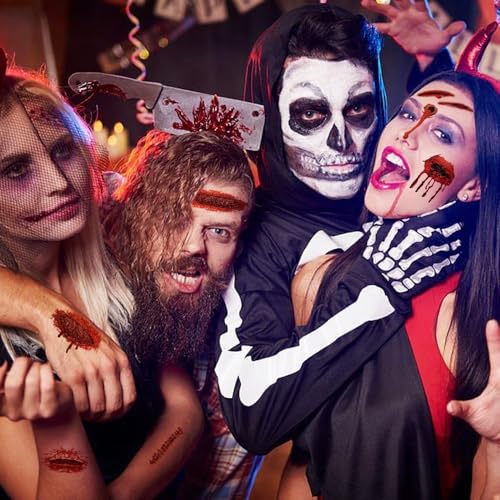 Waterproof Zombie Scar Tattoos Set - 30 Sheets for Halloween & Cosplay