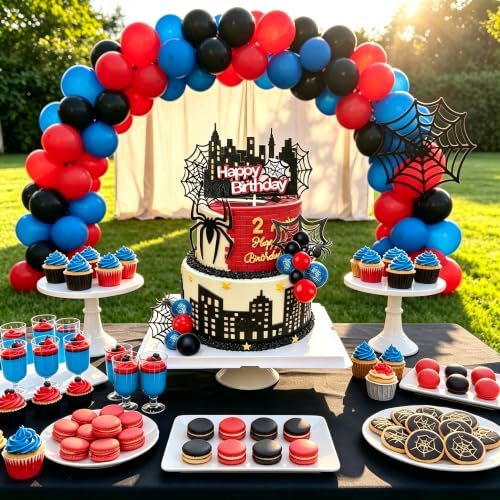 Spider Cake Topper - Superhero Theme Birthday Cake Decor - White