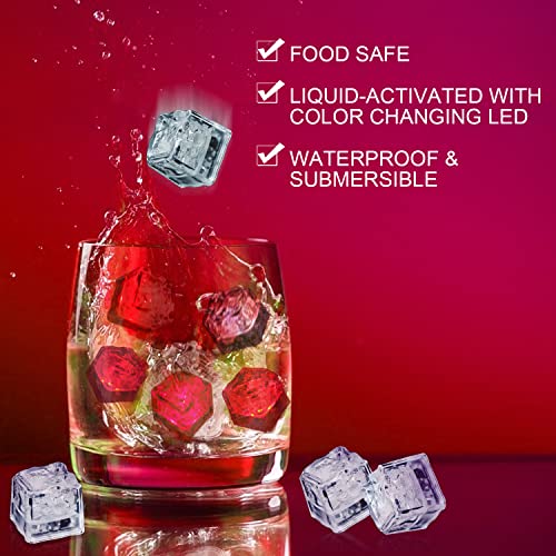 Red LED Ice Cubes 96PCS Liquid Activated Waterproof Party Drink Decor