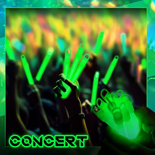 50 Green Glow Sticks Bulk with Lanyards - 4 Inch Light Up Party & Halloween Decor