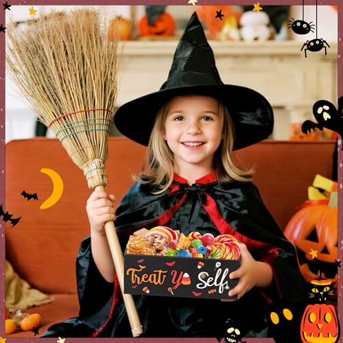 Halloween Wooden Candy Bowl Set - 3 Decorative Trick or Treat Snack Holders