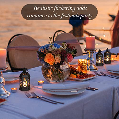 Mini Lantern with Flickering LED Candle - Black, 8 Pack, Halloween & Party Decor