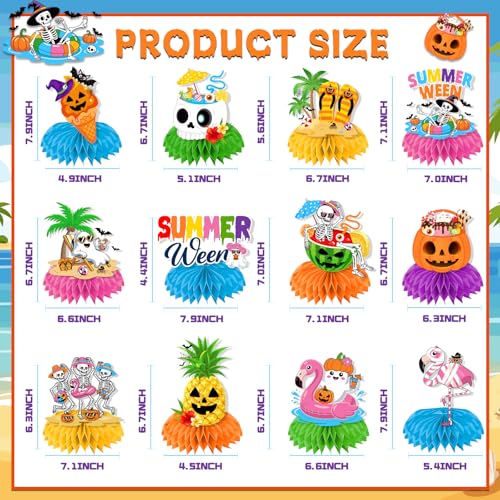 Summerween Halloween & Summer Pool Honeycomb Centerpieces - Tropical Beach Party Decor