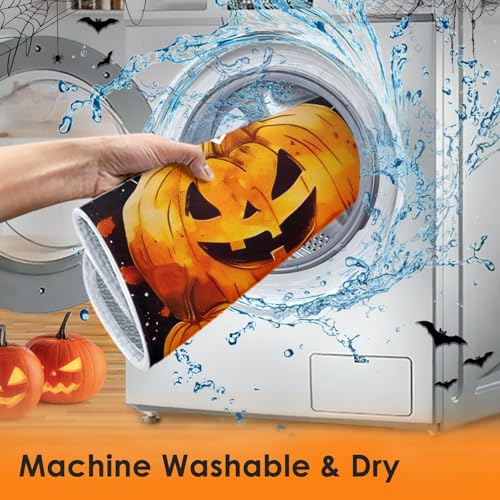 Sanwarm Halloween Pumpkin Dish Drying Mat 16x18 Inches for Kitchen Counter - Orange & White
