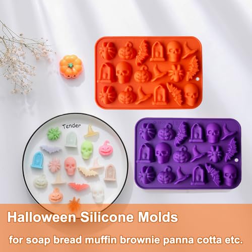 Halloween Silicone Mold 3D Pumpkin Skull Gummy Candy Chocolate Molds - Orange & Purple