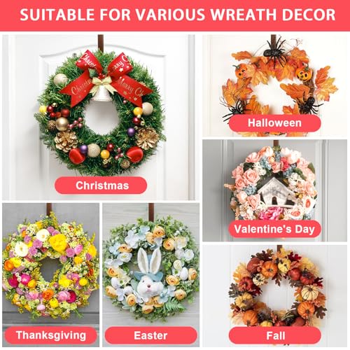 12” Bronze Wreath Hanger Over the Door Hooks - 2 Pack, Non Scratch Front Door Decor