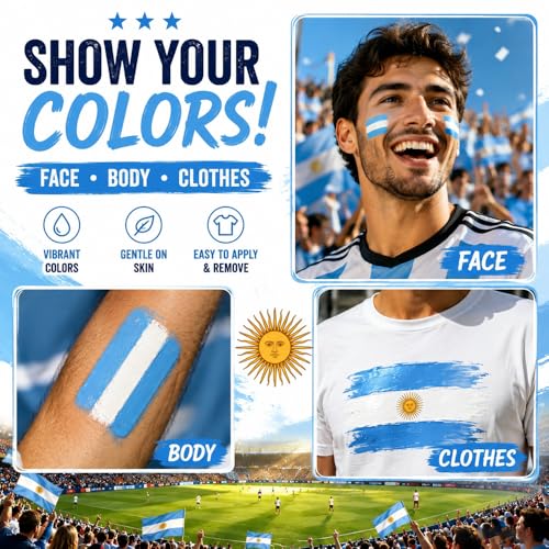 Argentina Flag Face Paint Stick - Blue & White Body Paint - Variation: Argentina