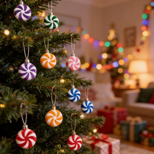 Purple White Candy Cane Christmas Ornaments Bulk Set - 100PCS Holiday Decor