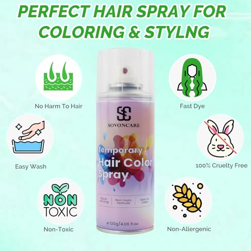 Temporary Hair Color Spray - Emerald Green 4.06oz for Kids & Adults, Easy Washout