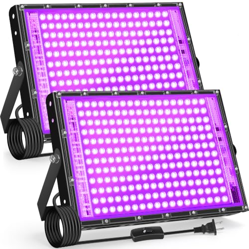 200W Black Light for Glow Party - Waterproof UV LED Floodlight 2 Pack