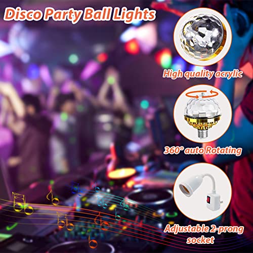 MIKWOAB 4 Pack Colorful Rotating LED Disco Ball Lights for Party, Home, Bar & Karaoke