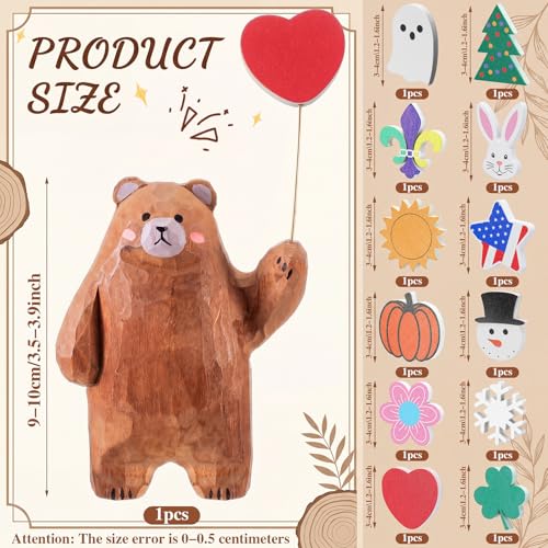 Interchangeable Bear Tabletop Decor Sign Set for Seasons & Holidays - 13 Pieces