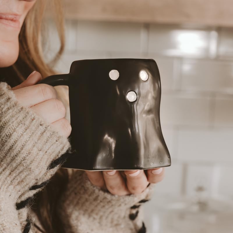 Ghost Halloween Coffee Mug - Black Ceramic 12oz Spooky Season Drinkware