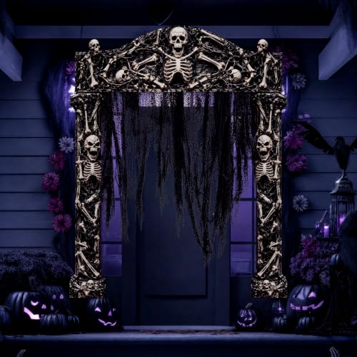 Halloween Skull Swamp Cemetery Porch Banner Set - Black, 4 Pieces