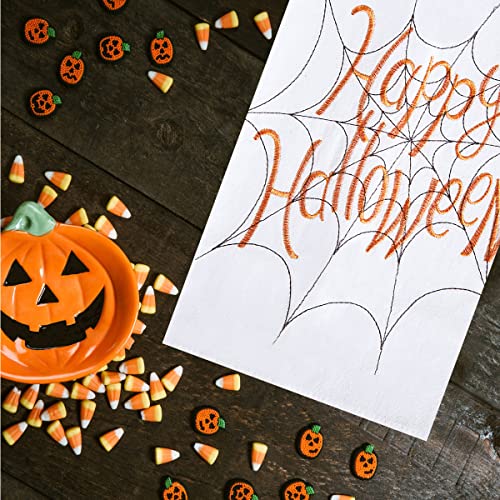 Happy Halloween Embroidered Flour Sack Cotton Dishtowel - Kitchen Decor