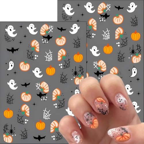 Halloween Nail Stickers Set - 12 Sheets Mummy Ghost Spider Web Design - Variation of Halloween 2