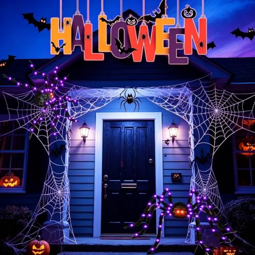 Judilo 4.9FT Giant Halloween Spider Decoration with 38 LED Lights - Black, 1 Pack